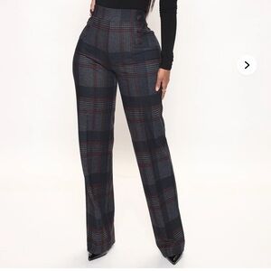 Fashion Nova Black and Gray Plaid Women's Trousers